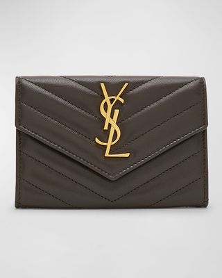 YSL Monogram Small Flap Wallet in Smooth Leather