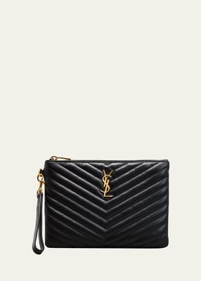 YSL Monogram Small Pouch in Smooth Leather