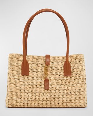 YSL Tote Bag in Raffia & Leather