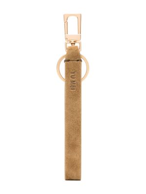 Yu Mei logo-debossed suede keyring - Brown