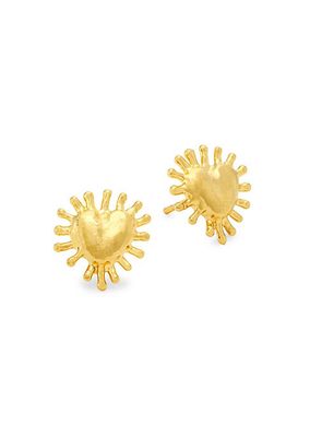 Yucatan Xelha 24K-Gold-Plated Heart Stud Earrings