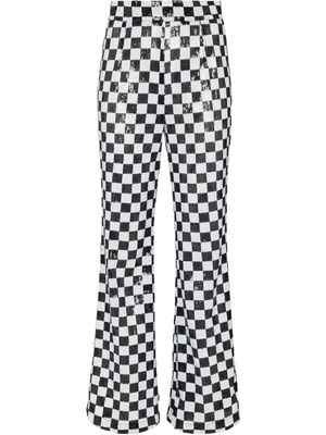 Yueqi Qi checkerboard-print high-waisted trousers - Black