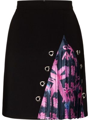 Yueqi Qi panelled pleated mini skirt - Black