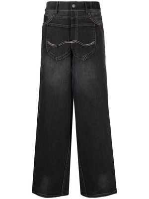 Yueqi Qi upcycled wide jeans - Black