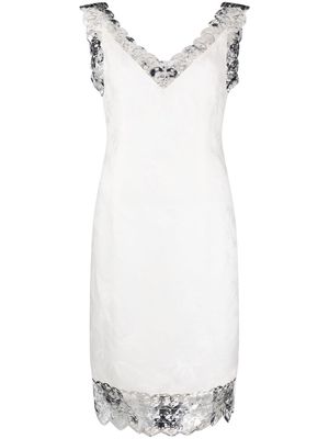 Yueqi Qi V-neck sleeveless slip dress - White