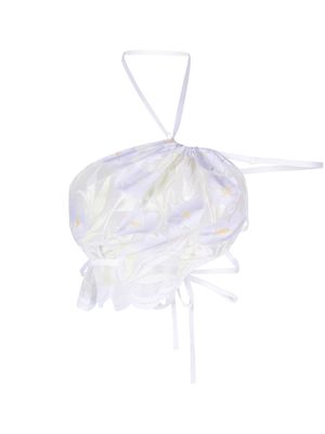 yuhan wang curtain lace top - White