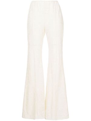 yuhan wang flared lace trousers - White