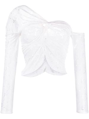 yuhan wang lace off-shoulder blouse - White