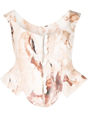 yuhan wang Venus-print corset top - White