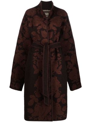 Yuliya Magdych floral-embroidered midi coat - Brown