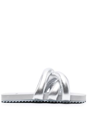 YUME YUME Tyre crossover-strap faux-leather slides - Silver