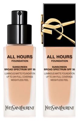 Yves Saint Laurent All Hours Luminous Matte Foundation 24H Wear SPF 30 with Hyaluronic Acid in Lc2