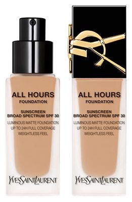 Yves Saint Laurent All Hours Luminous Matte Foundation 24H Wear SPF 30 with Hyaluronic Acid in Mn7