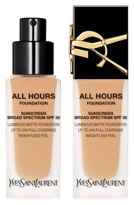 Yves Saint Laurent All Hours Luminous Matte Foundation 24H Wear SPF 30 with Hyaluronic Acid in Mw2