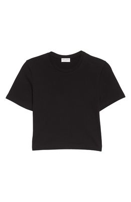 Yves Saint Laurent Crop Cotton Jersey T-Shirt in Noir
