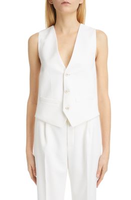 Yves Saint Laurent Grain de Poudre Wool Waistcoat in Craie