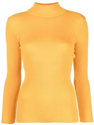 Yves Saint Laurent Pre-Owned 1970s mock neck ribbed jumper - Yellow
