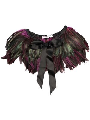 Yves Saint Laurent Pre-Owned 1970s tie-front feather collar - Black