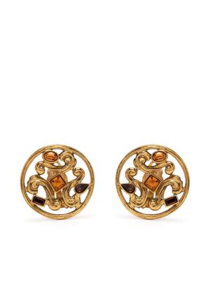Yves Saint Laurent Pre-Owned 1980s baroque design rounded clip-on earrings - Gold