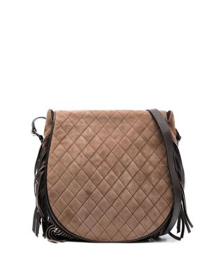 Yves Saint Laurent Pre-Owned 1980s diamond-quilted fringed crossbody bag - Brown