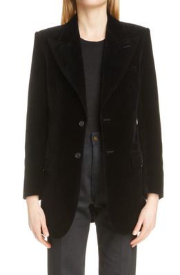 Yves Saint Laurent Tailored Cotton Velveteen Blazer in Noir