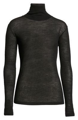 Yves Saint Laurent Tonal Monogram Wool Turtleneck Sweater in Noir
