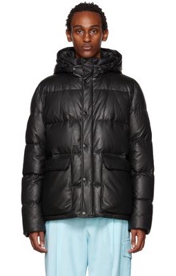 Yves Salomon - Army Black Leather Down Jacket
