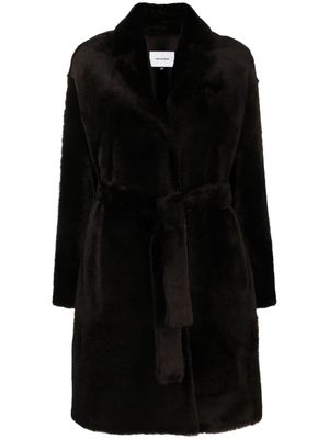 Yves Salomon belted single-breasted coat - Brown