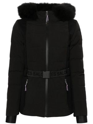 Yves Salomon colourblock puffer jacket - Black