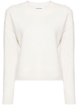 Yves Salomon crew-neck wool jumper - White