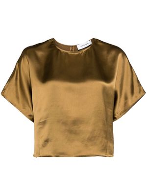 Yves Salomon cropped satin T-shirt - Gold