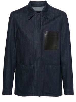 Yves Salomon debossed-monogram denim jacket - Blue