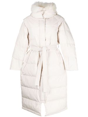 Yves Salomon detachable-sleeve down coat - White