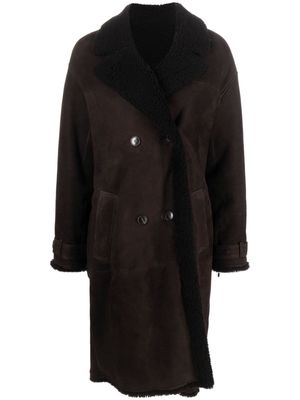 Yves Salomon double-breasted mid-length coat - Brown