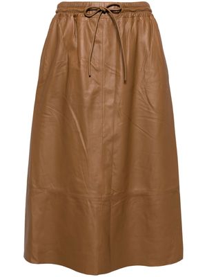 Yves Salomon elasticated-waistband leather skirt - Brown