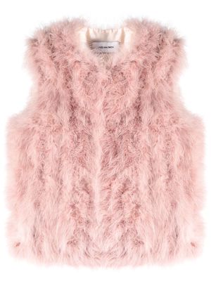 Yves Salomon feather-embellished gilet - Pink