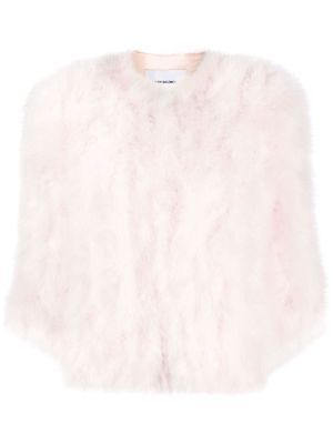Yves Salomon feather-trim silk-lined jacket - Pink