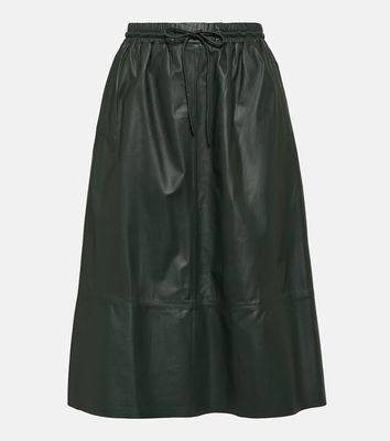 Yves Salomon Flared leather midi skirt