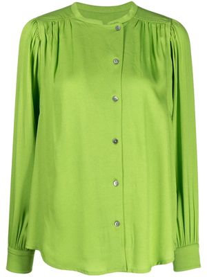 Yves Salomon gathered-detail off-centre blouse - Green