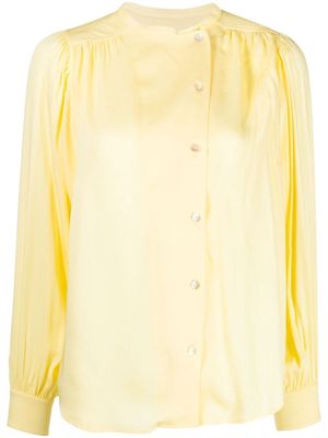 Yves Salomon gathered-detail off-centre blouse - Yellow