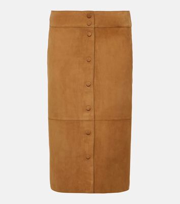 Yves Salomon High-rise leather midi skirt