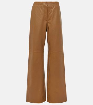 Yves Salomon High-rise leather wide-leg pants