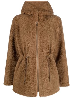 Yves Salomon hooded lambfur jacket - Brown