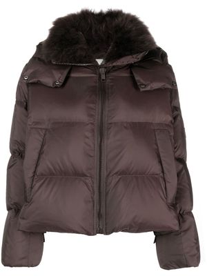 Yves Salomon hooded quilted down jacket - Brown