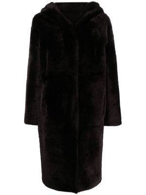 Yves Salomon hooded shearling coat - Brown