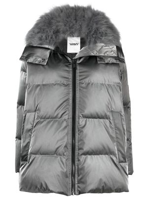 Yves Salomon hooded zip-up quilted down coat - Grey