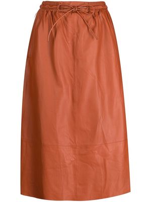 Yves Salomon leather flared skirt - Brown