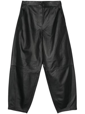 Yves Salomon leather tapered trousers - Black