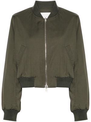 Yves Salomon logo-patch bomber jacket - Green