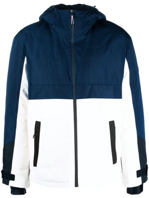Yves Salomon logo-patch hooded jacket - Blue